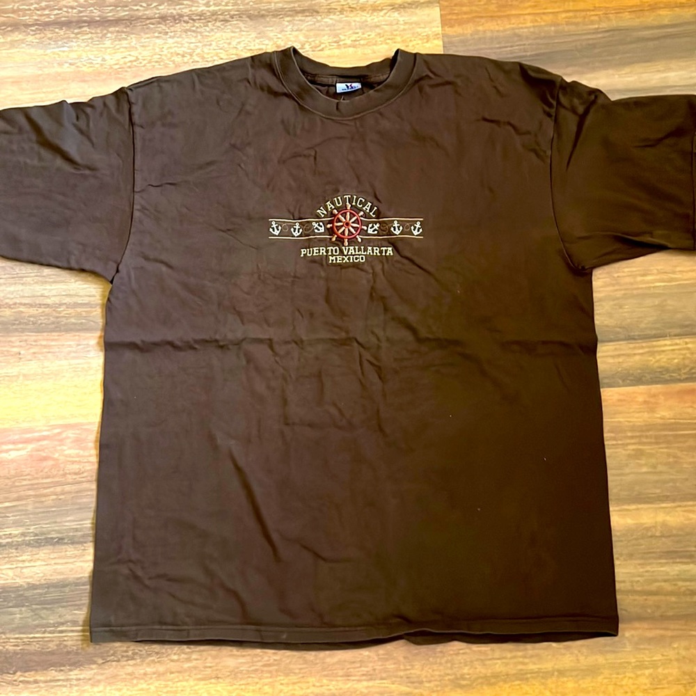 Puerto Vallarta Brown Embroidered Shirt (Size 2XL)